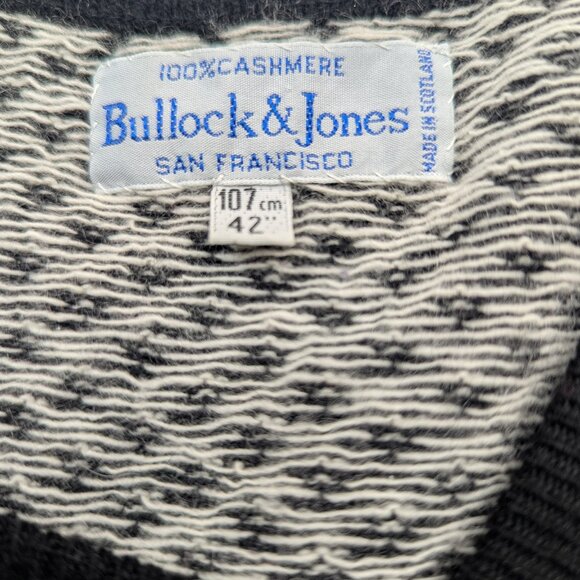 Bullock & Jones 100% Cashmere V-Neck Sweater Black White Geometric Men’s 42 - Picture 6 of 8
